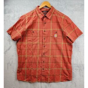 Carhartt Men's XL Tall Relaxed Fit Rugged Flex Plaid Short Sleeve Work Shirt